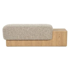 Bankje George Bouclé en essenhout 133cm - Taupe - Loft24.nl