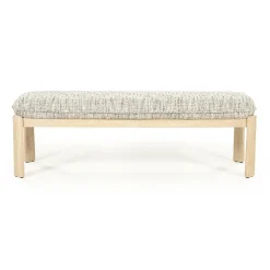 Bankje Lottie Geweven stof en eikenhout 143cm - Taupe - Loft24.nl