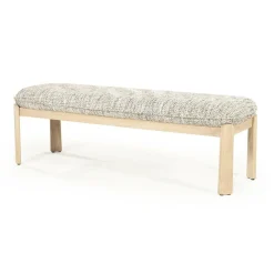 Bankje Lottie Geweven stof en eikenhout 143cm - Taupe - Loft24.nl