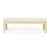 Bankje Lottie Geweven stof en eikenhout 143cm - Beige - Loft24.nl