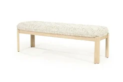 Bankje Lottie Geweven stof en eikenhout 143cm - Beige - Loft24.nl