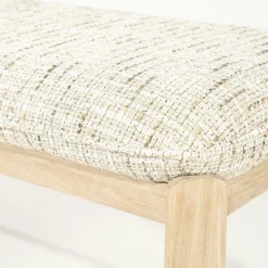 Bankje Lottie Geweven stof en eikenhout 143cm - Beige - Loft24.nl