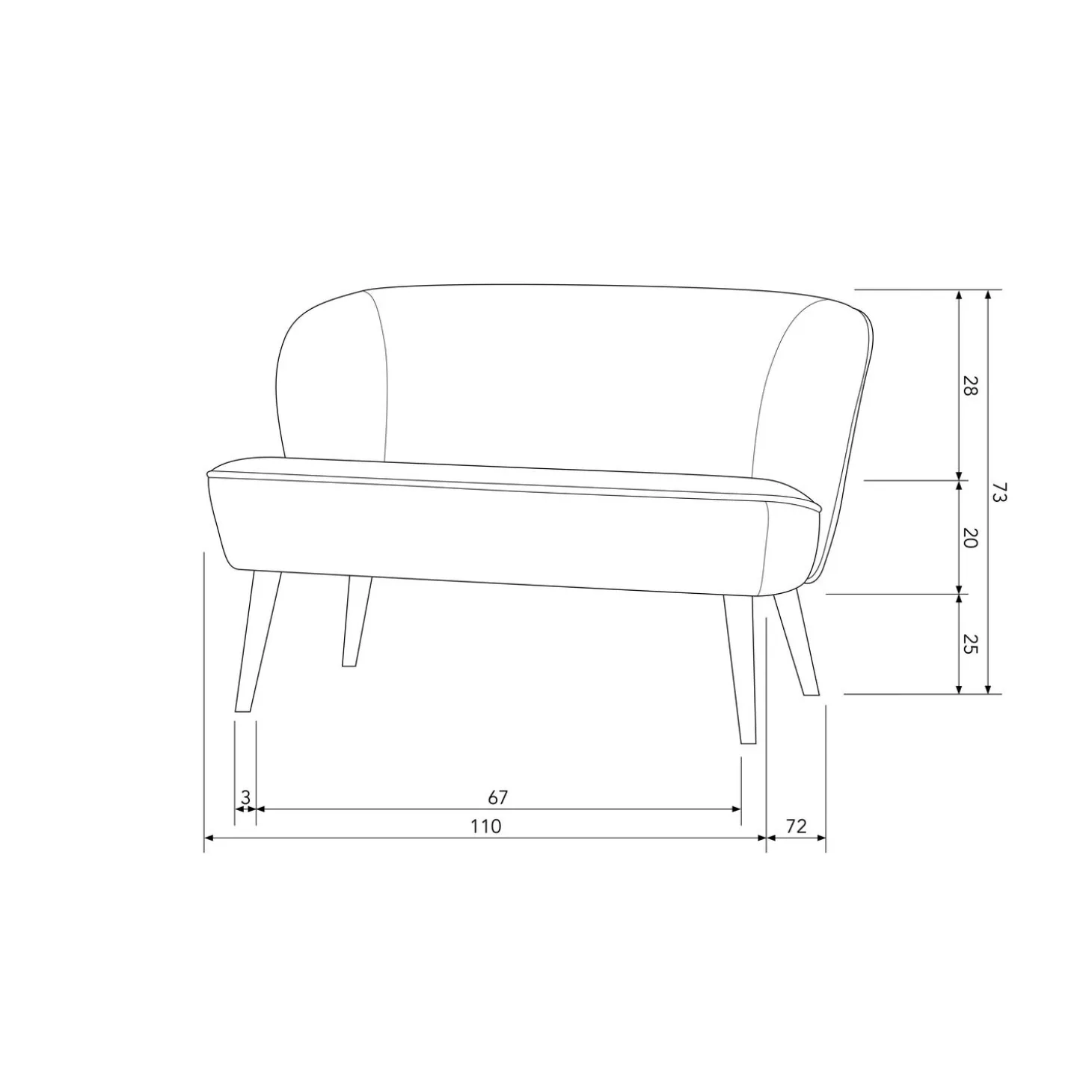 Bankje Sara Velvet - Lila - Loft24.nl