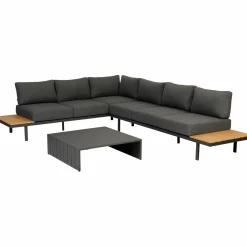 Bari loungeset aluminium polywood incl kussens donkergrijs - Loft24.nl