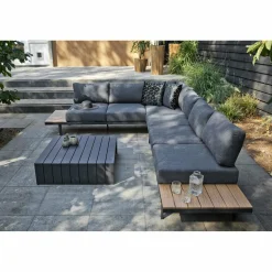 Bari loungeset aluminium polywood incl kussens donkergrijs - Loft24.nl