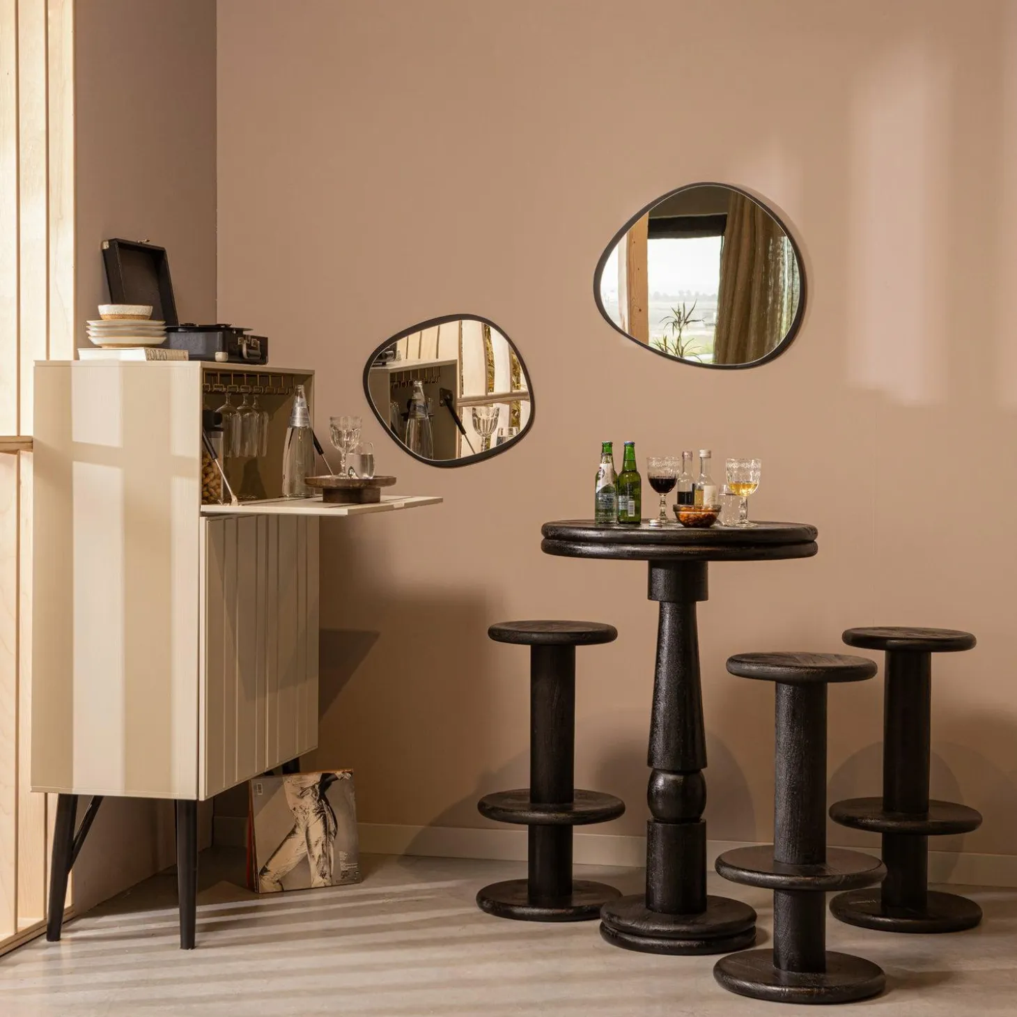 Barkruk Kolby Mangohout 40cm - Zwart - Loft24.nl