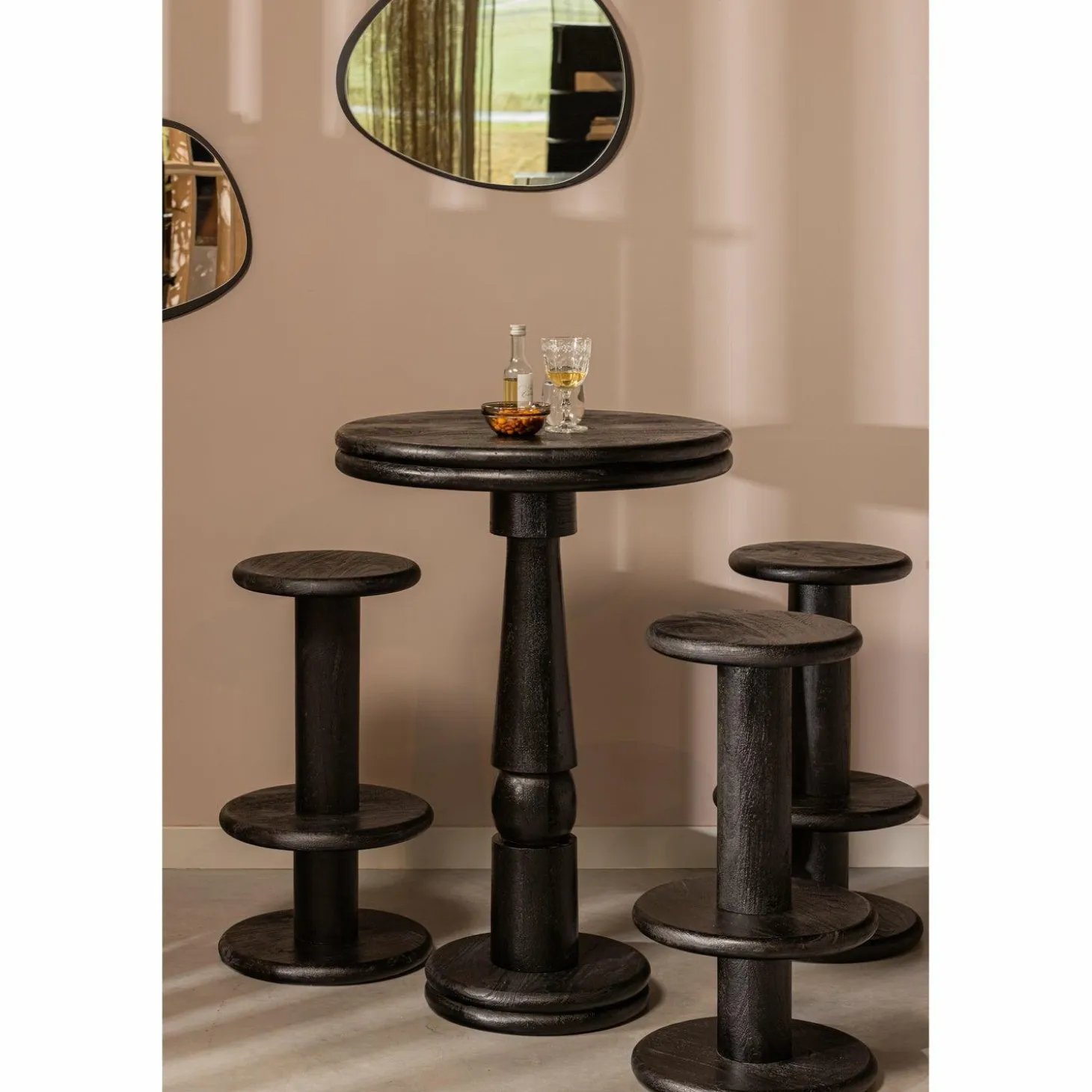 Barkruk Kolby Mangohout 40cm - Zwart - Loft24.nl