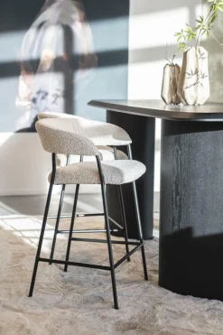 Barkruk Luka Bouclé - taupe (zithoogte 68cm) - Loft24.nl