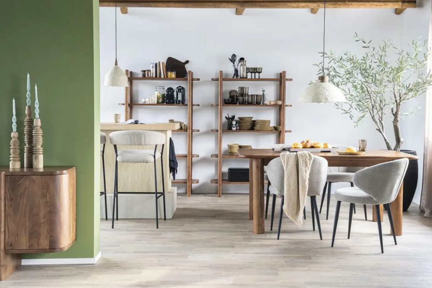 Barkruk Luka Bouclé - taupe (zithoogte 68cm) - Loft24.nl