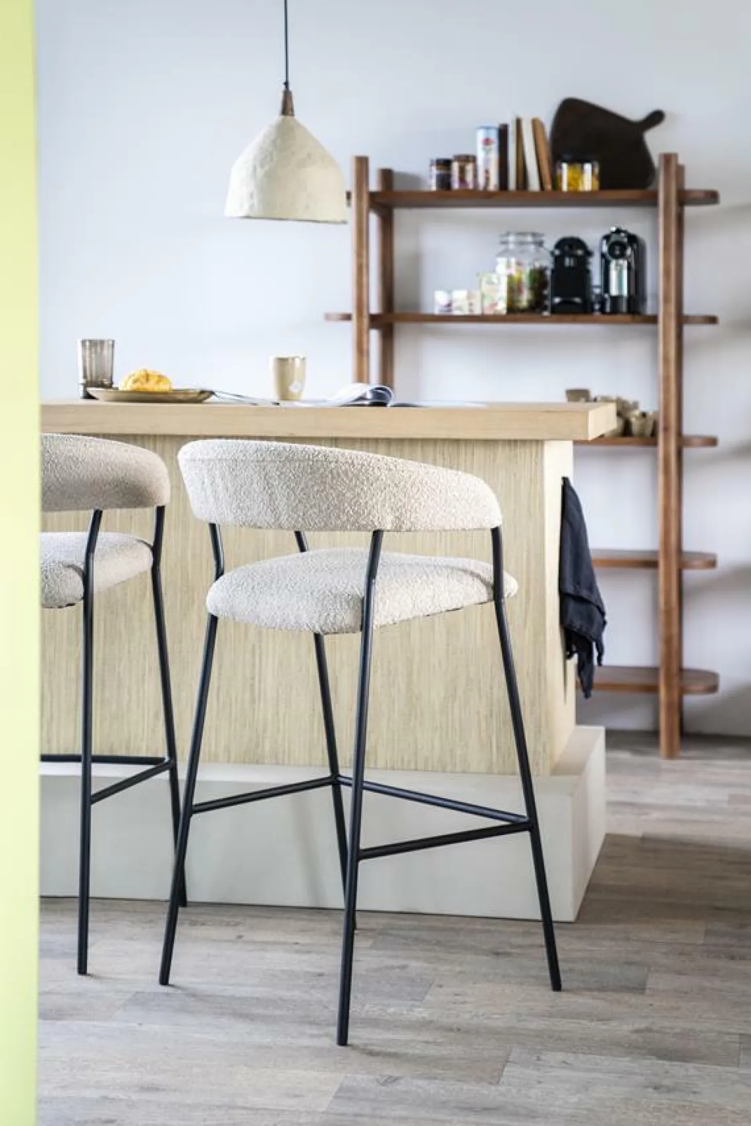 Barkruk Luka Bouclé - taupe (zithoogte 68cm) - Loft24.nl