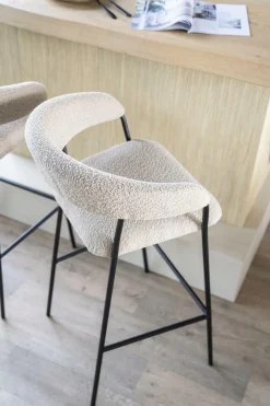 Barkruk Luka Bouclé - taupe (zithoogte 68cm) - Loft24.nl