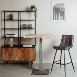 Barkruk Navarra Lederlook - Antraciet (zithoogte 75 cm) - Loft24.nl