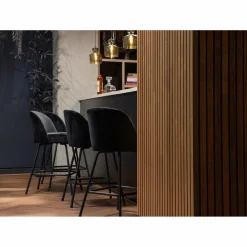 Barkruk Vogue Fluweel - Zwart (zithoogte 65cm) - Loft24.nl