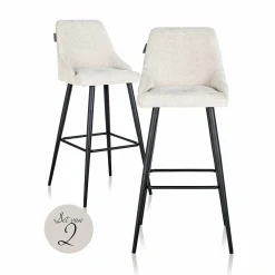 Barstoel Brooke Chenille Creme - set van 2 - Loft24.nl