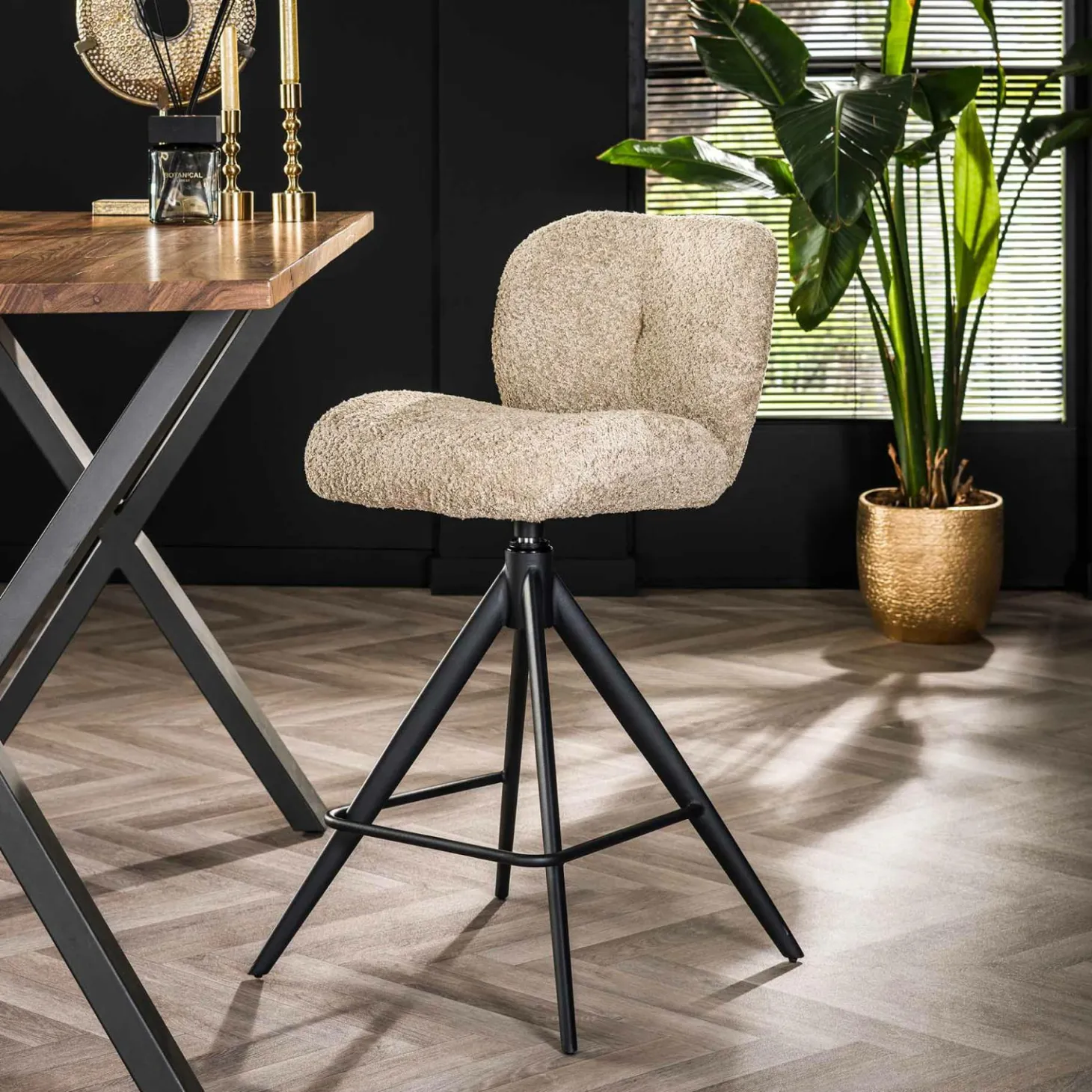 Barstoel Comfort Bouclé - Zandkleur (zithoogte 67 cm) - Loft24.nl