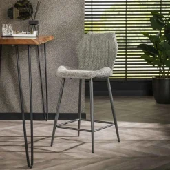 Barstoel Lende Bouclé Grijs (zithoogte 67 cm) - Loft24.nl
