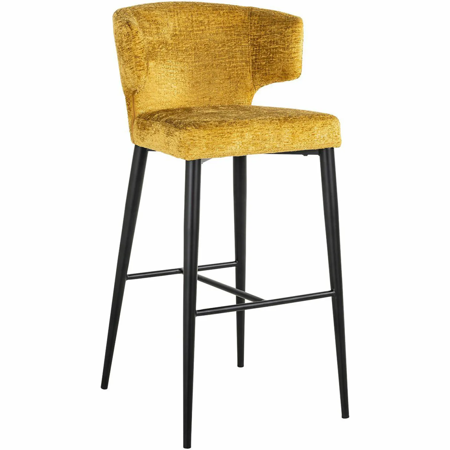 Barstoel Taylor Chenille Mosterdgeel - zithoogte 76cm - Loft24.nl