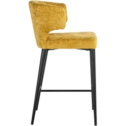 Barstoel Taylor Chenille Mosterdgeel - zithoogte 67cm - Loft24.nl