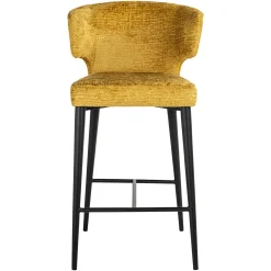 Barstoel Taylor Chenille Mosterdgeel - zithoogte 67cm - Loft24.nl