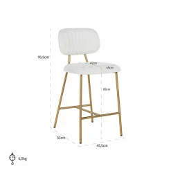 Barstoel Xenia Bouclé Wit - zithoogte 66cm - Loft24.nl