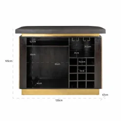 Bartafel Martini Travertin en hout - 140 x 60cm - Loft24.nl