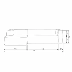 Bean hoekbank links incl. kussens lichtgrijs gemeleerd - Loft24.nl