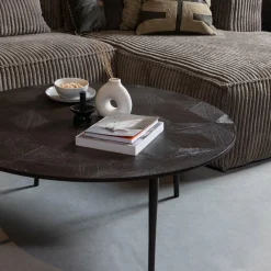 Bean hoekbank rechts grove ribstof mud - Loft24.nl