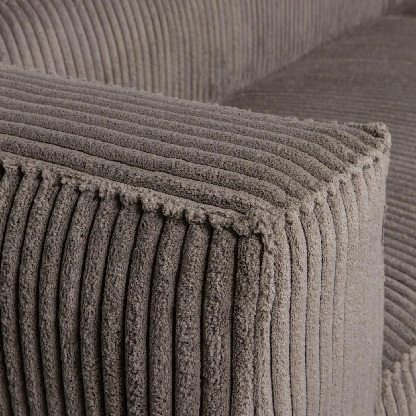 Bean hoekbank rechts grove ribstof mud - Loft24.nl