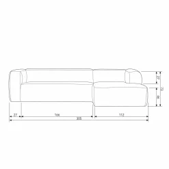 Bean hoekbank rechts grove ribstof terrazzo - Loft24.nl