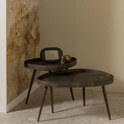 Bijzettafel Crude set an 2 stuks - antique bronze - Loft24.nl