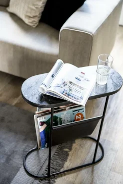 Bijzettafel Daily Marmer met tijdschriftenrek - zwart - Loft24.nl