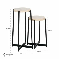 Bijzettafel Dillinger Marmer - Set van 2 stuks - Loft24.nl