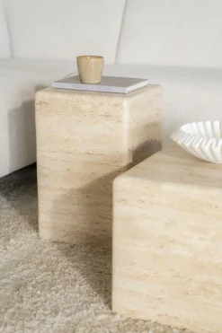 Bijzettafel Donta - Travertin - Loft24.nl