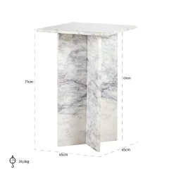 Bijzettafel Holmes Marmer 45 x 45 cm - Wit - Loft24.nl