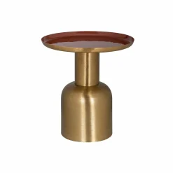 Bijzettafel Inaya Ø41cm - Rood/Goud - Loft24.nl