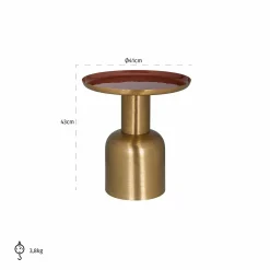 Bijzettafel Inaya Ø41cm - Rood/Goud - Loft24.nl