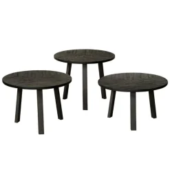Bijzettafel Lazio Teakhout set van 3 stuks - zwart - Loft24.nl