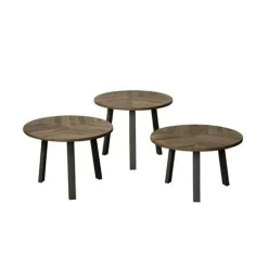 Bijzettafel Lazio Teakhout set van 3 stuks - grey - Loft24.nl