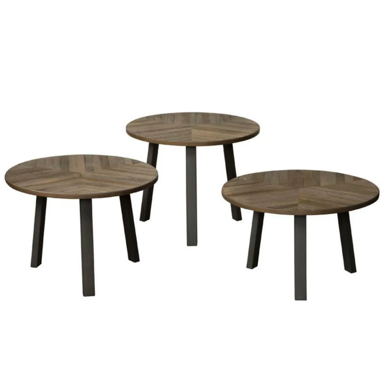 Bijzettafel Lazio Teakhout set van 3 stuks - grey - Loft24.nl