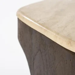 Bijzettafel Luna Mangohout en Travertin 50 x 40 cm - Loft24.nl