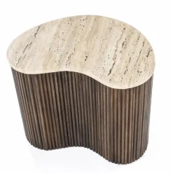 Bijzettafel Mari Mangohout en Travertin 50 x 33 cm - Loft24.nl