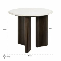 Bijzettafel Mayfield Mangohout en marmer - Ø55 cm - Loft24.nl