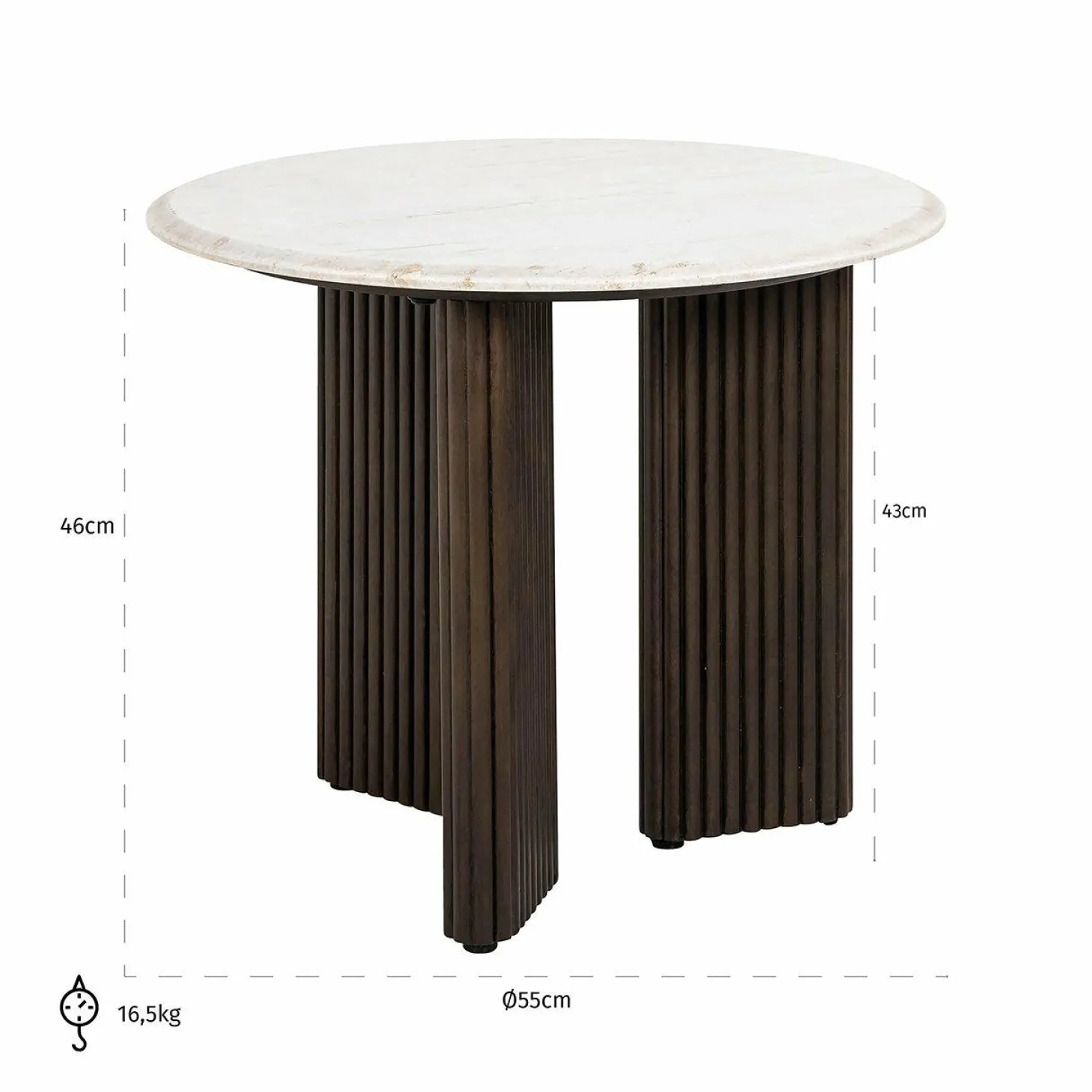 Bijzettafel Mayfield Mangohout en marmer - Ø55 cm - Loft24.nl