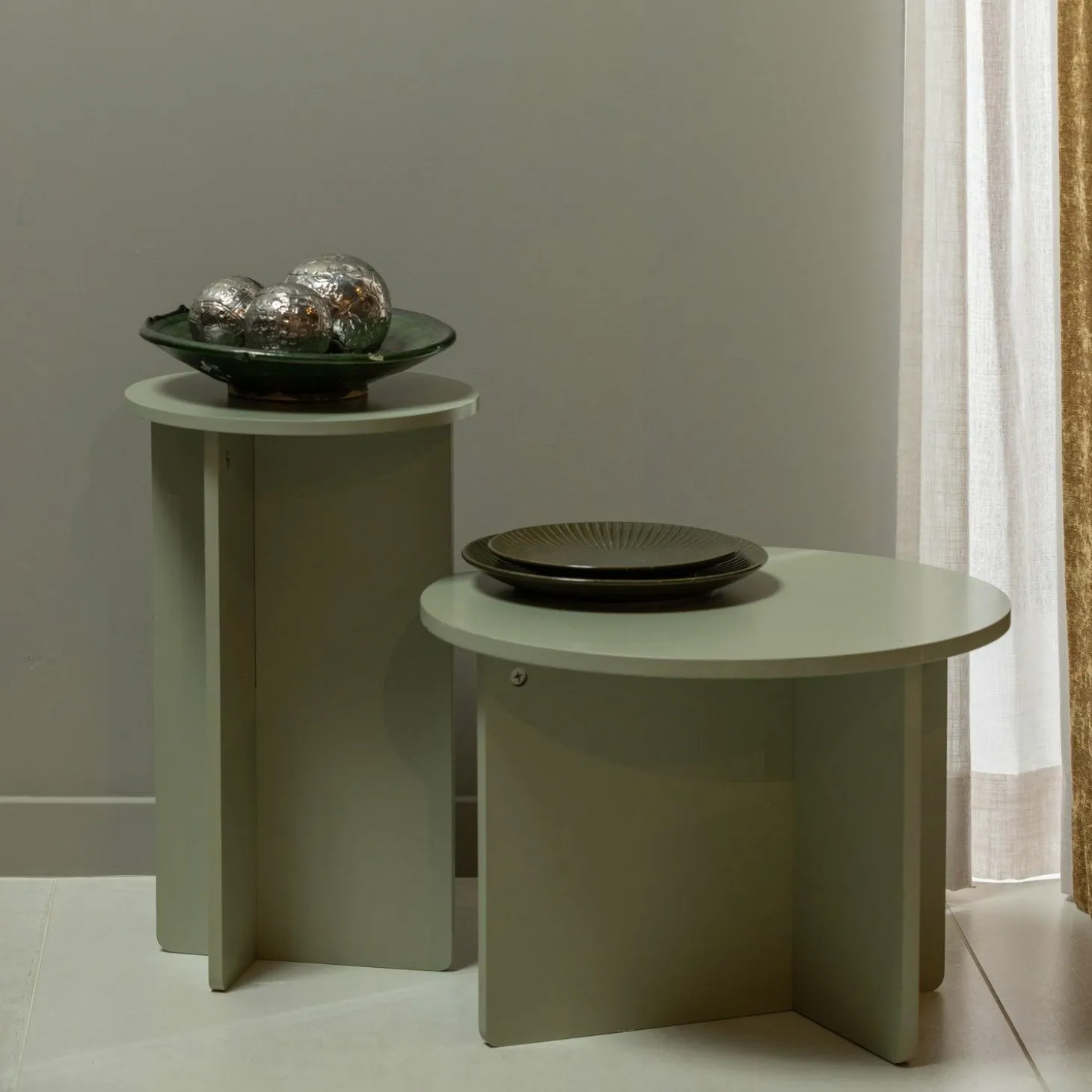 Bijzettafel Ronny Set van 2 stuks - Groen/Grijs - Loft24.nl