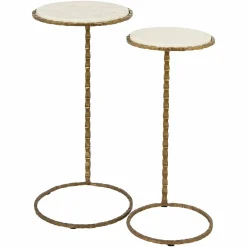 Bijzettafel Scofield Marmer Set van 2 stuks - Goud - Loft24.nl