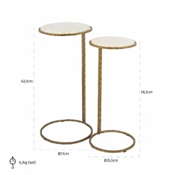 Bijzettafel Scofield Marmer Set van 2 stuks - Goud - Loft24.nl