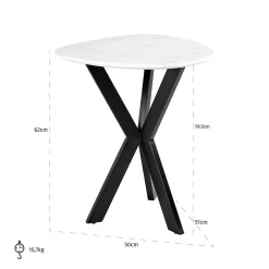 Bijzettafel Trocadero Marmer Ø50 cm - Wit - Loft24.nl
