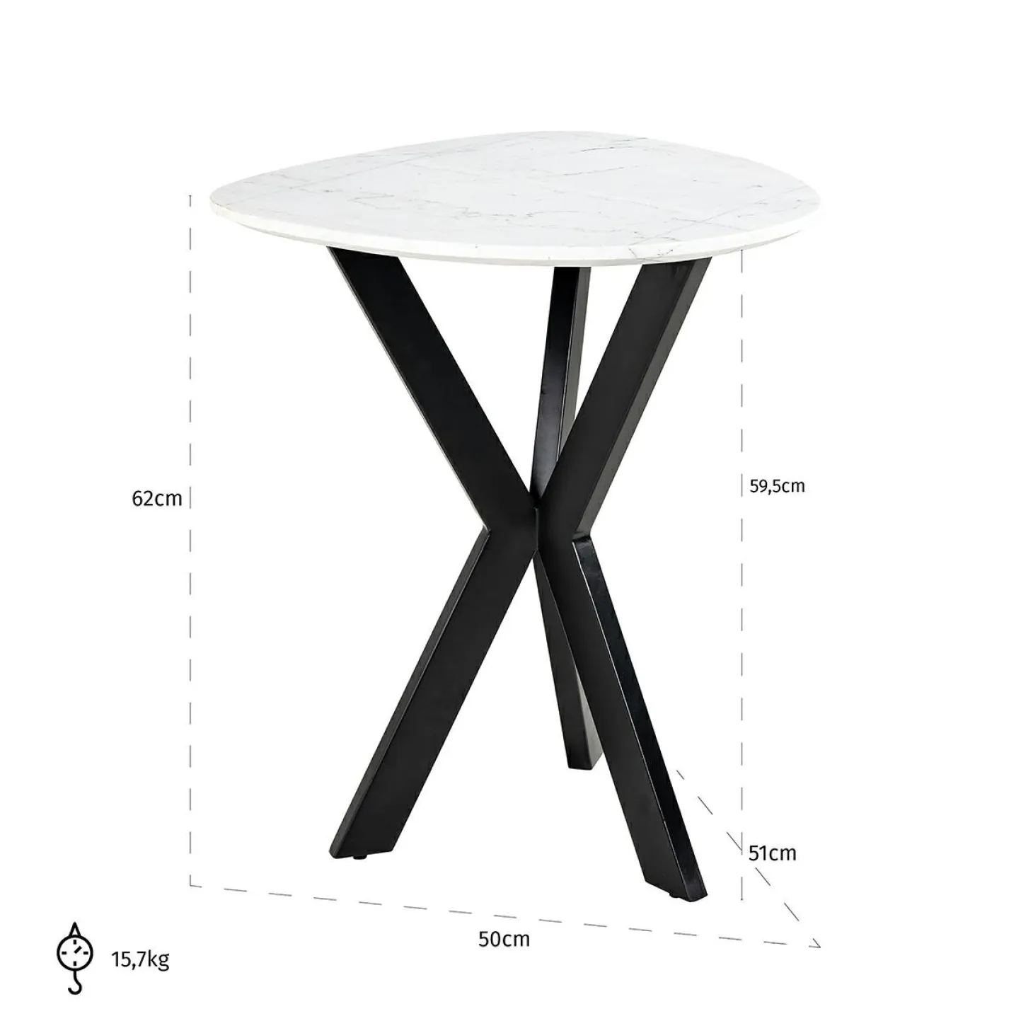 Bijzettafel Trocadero Marmer Ø50 cm - Wit - Loft24.nl