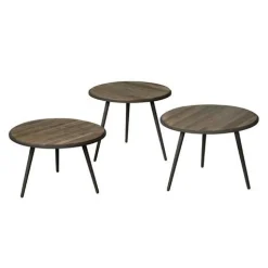 Bijzettafel Turi Teakhout set van 3 stuks - wine - Loft24.nl