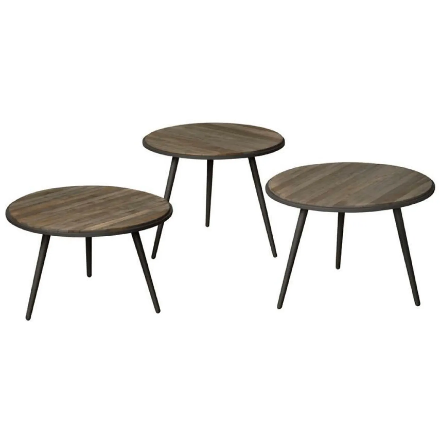 Bijzettafel Turi Teakhout set van 3 stuks - wine - Loft24.nl